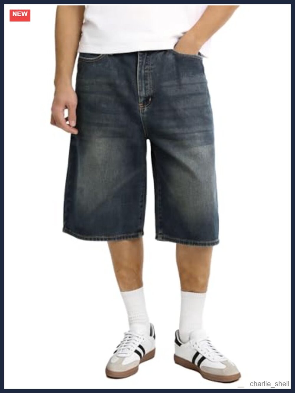 Men's Baggy Jean Shorts Loose Fit Streetwear Jorts Vintage Wash